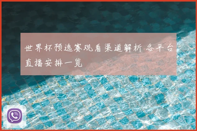 世界杯预选赛观看渠道解析 各平台直播安排一览